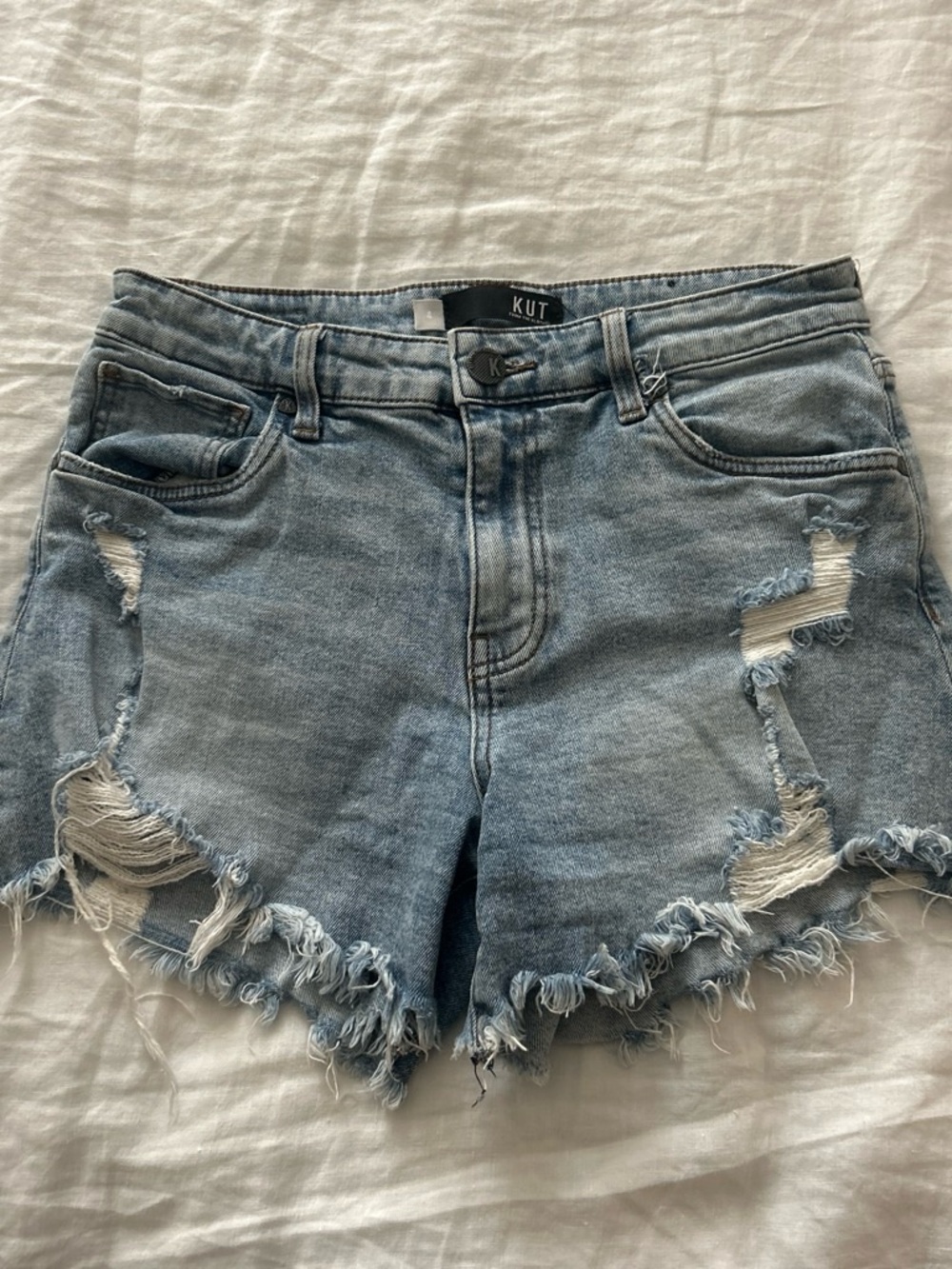 Kut from the Kloth Light Wash Distressed Denim Shorts